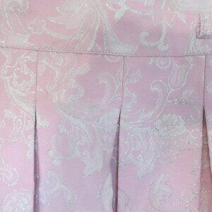 MARY KATE & ASHLEY GIRL'S SIZE 8 SKIRT PINK SILVER METALIC BROCADE PLEATED SHORT